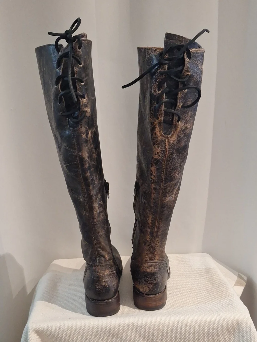 Bed Stu Cobbler Series Manchester Distressed Tall Leather Riding Boots